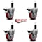 Service Caster 4'' Red Poly Swivel 1-1/4'' Expanding Stem Caster Set with Brake, 4PK SCC-EX20S414-PPUB-RED-PLB-114-4 - alternate 4